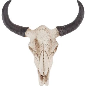 Cow Skull Decor Longhorn Skull Figurines Bull Skull Wall Decor Realistic Cow Skull Statue Resin Animal Skull Wall Decor Bull Head Long Horn Skull Head Halloween Haing Art Home Wall Decor (Cow Head)