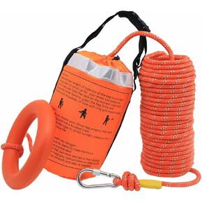 Water Rescue Throw Bag with 50/70/98 Ft of Rope in 8MM Tensile Strength Rated to 1102lbs, Safety Equipment Throwable Device Emergency Rescue for Kayaking, Boating, High Visibility