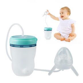 Reidio 1 Pcs Silicone Baby Bottle Separating Self Feeding Bottles Wide Caliber Baby Straw Bottle Anti Colic & Anti Flatulence Nursing Bottle for Newborn 8 oz/250 mL (Green)