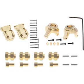محاور عجلات سداسية ممتدة من النحاس مقاس 7 مم و2 قطعة من غطاء محور الجسر النحاسي ومفصل التوجيه لسيارة 1/24 محورية SCX24 AXI00001 AXI00002 AXI00004 AXI00005 AXI00006 RC الزاحف in Kuwait