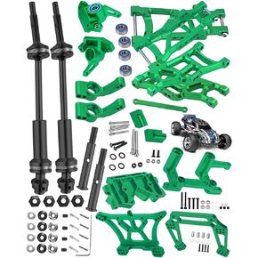 Upgrades Part for 1/10 Rustler 2WD VXL,Steel Drive Shaft CVD Axles & Alloy Front Rear Arm,Caster Block,Steering Blocks,Rear Stub Axle Carriers,Shock Tower,Steering Bellcranks,Bulkhead,Green