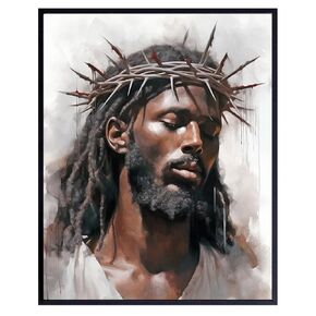 Black Jesus Wall Art & Decor - African Americans Wall Art - Black Man - Christian Wall Decor - Jesus Christ Picture - Jesus Poster - Religion Wall Decor - spiritual Inspiration Gift for Black Men