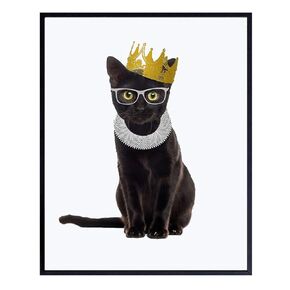 Ruth Bader Ginsburg Cat Wall Art Print - Chic Funny Notorious RBG Home Decor for Bedroom, Living Room, Den, Office - Perfect Gift for Democrats, Liberals and Feminists - 8X10 Photo - Unframed
