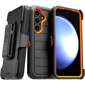 for Samsung Galaxy S24 (2024) Case with Belt Clip Holster & Kickstand, Screenless Protective Dual-Layer Shockproof Phone Case for Samsung Galaxy S24 - Black