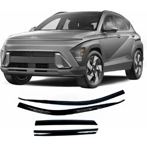 واقيات المطر JSP لسيارة Hyundai Kona 2024، شريط عاكس للنافذة الجانبية خارج القناة، أكريليك دخاني داكن، شريط لاصق مثبت على الرياح/الشمس/المطر، مجموعة من 4 قطع in Kuwait