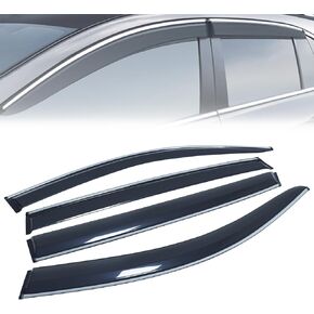 MotorFansClub 4PCS Window Visor Vent Fit for Acura MDX 4 Door 2014 2015 2016 2017 2018 2019 2020 2021 Window Deflectors Sun Rain Guard Smoke Chrome Trim
