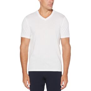 تي شيرت Perry Ellis الرجالي من قطن بيما برقبة على شكل حرف V مع نسيج ناعم ومطاط (مقاس X-small-4XL طويل)