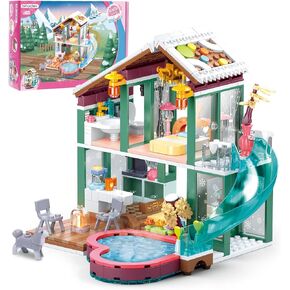 Building Blocks Set Toy--439pcs Hot Spring Vacation House Building Bricks Kit Toys for Kids, Girls Boys Building Blocks Construction Educational Toys Nice Gift for Kids Age 6 7 8 9 10 11 12