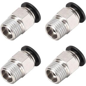 uxcell Straight Pneumatic Push To Quick Connect Fittings 1/4 Inch NPT Male X 8mm Tube OD Silver Tone 4pcs