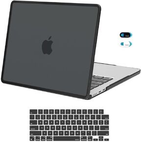 MOSISO Compatible with MacBook Air 13 inch Case 2024 2023 2022 M3 A3113 M2 A2681, Soft TPU Frame Bumper Anti-Cracking Plastic Hard Case&Keyboard Skin&Webcam Cover for MacBook Air 13.6 inch, Black