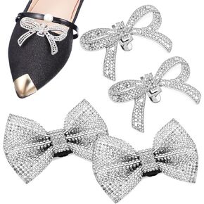 PACKOVE Bow Shoe Clips Rhinestone Shoe Clips Crystal Shoe Buckles Bridal Shoe Clips Bow Shoe Charm Shoe Decorations Clips Shoe Jewelry Clips Shoe Clips For Pumps