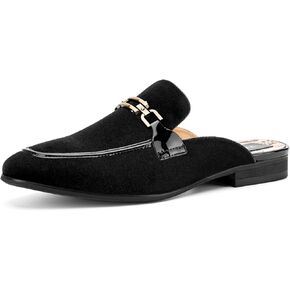 JITAI Mens Mules Velvet Slippers Slip-On Loafers for Men Casual Open Backless Sandals