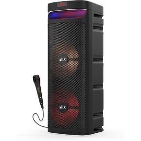 Audiobox ABX-2010R Dual 10" Party Bluetooth Speaker - Portable Karaoke Machine with Bluetooth, USB, TF Card, FM Radio, and Wired Microphone - Ideal for Parties and Events