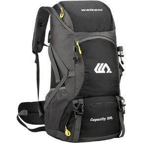 Taeku Hiking Daypack, 50L Waterproof Lightweight Backpack Travel Bag Climbing Backpacks for Outdoor Camping Travel (Black)