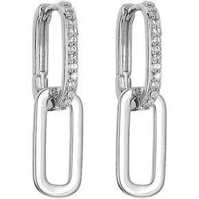 Sylph 18K Gold Plated Paperclip Earrings For Women Trendy Chain Link Earrings Gold Statement Hoops Earrings Rectangle Drop Dangle Earrings Jewelry Gifts For Wedding