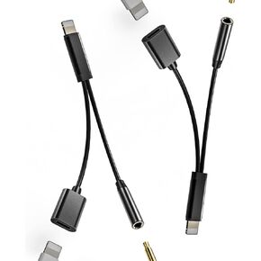 Lightning to 3.5mm Charger Headphone Adapter 2 in 1 Cord AUX Dongle Jack Cable Splitter(2pack)Compatible for Iphone 7 8 X XR XS 13 12 11 Pro Max Plus Apple MFI Certified Music Audio Charging Converter
