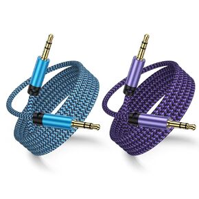 3.5mm Audio Cable,5FT 2Pack Aux Cord 3.5 mm Male to Male Car Stereo Jack Cord TRS Auxiliary Audio Cable Hi-Fi Sound Headphone Braided Cable for Samsung, iPhone,iPad,Home Stereos,Speakers,Tablets
