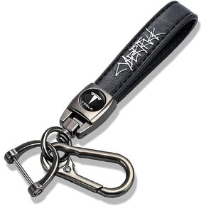 Keychain Compatible with Tesla Cybertruck 2024 Key Ring Key Card Holder Cover Case Keychains Keyring Aluminum Alloy Accessories Decoration Gift for Tesla Owner (Black)