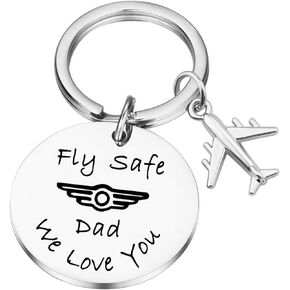 Lywjyb Birdgot Fly Safe Pilot Keychain Dad We Love You Keychain Traveling Keychain
