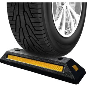 منتجات EASYGO، حواجز مواقف السيارات للمرآب، سدادة العجلات شديدة التحمل، 4 خطوط عاكسة من الجوانب، جميع المركبات والسيارات والشاحنات، بطول 21 بوصة × ارتفاع 3.25 بوصة × 5.5 بوصة، درجة احترافية عميقة، عبوتان in Kuwait