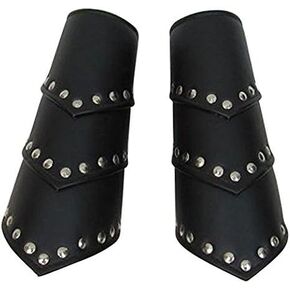 NauticalMart - Leather Arm Guards Medieval Knight Bracer Set of Faux Leather - Black