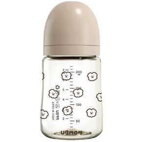 PPSU All in One Baby Bottle, PPSU Baby Bottle for Breastfeeding Babies, Anti-Colic Wide-Neck Non-Tip Stable Base, Easy to Clean Natural Baby Bottle 200ml, 6.76oz, Nipple S Level(0~3M) (Beige)