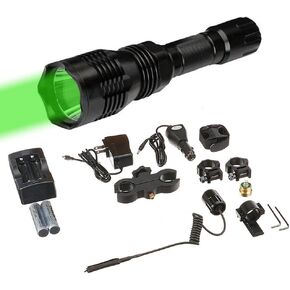 Cyclops Hunting Varmint Light Kit Rechargeable 250 Lumen Green Led Flashlight witn Multiple Mounting Options, No Case