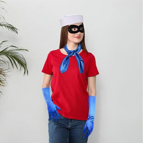 3 Pcs Halloween Costume Includes White Sailor Hats Black Felt Eye Masks Blue Silicone Swim Fins for Adults Cosplay Party in Saudi Arabia