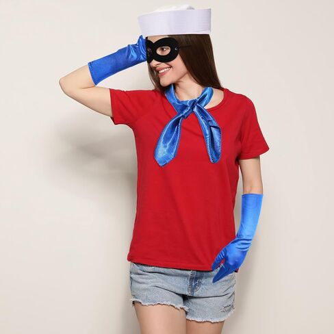 3 Pcs Halloween Costume Includes White Sailor Hats Black Felt Eye Masks Blue Silicone Swim Fins for Adults Cosplay Party in Saudi Arabia