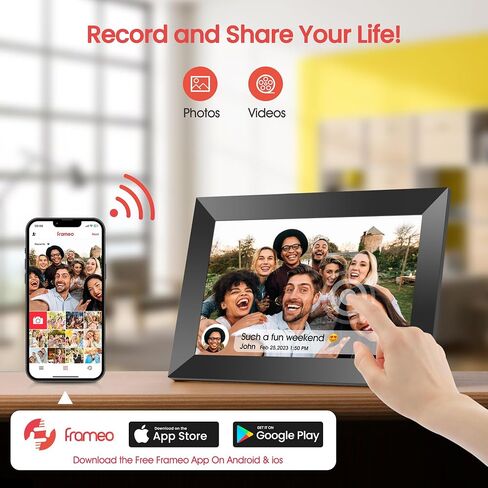 Frameo 10.1 Inch Smart WiFi Digital Picture Frame, Electronic Photo Frame with HD IPS Touch Screen 32GB Memory Auto-Rotate Slideshow, Share Pictures/Photos from Phone by Frameo APP, Gifts for Mom in Saudi Arabia