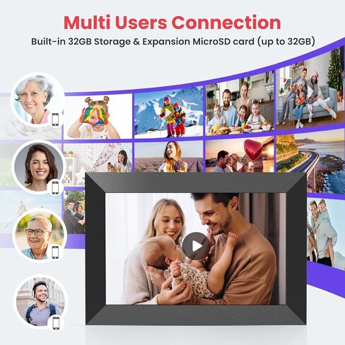 Frameo 10.1 Inch Smart WiFi Digital Picture Frame, Electronic Photo Frame with HD IPS Touch Screen 32GB Memory Auto-Rotate Slideshow, Share Pictures/Photos from Phone by Frameo APP, Gifts for Mom in Saudi Arabia