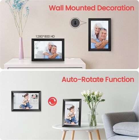 Frameo 10.1 Inch Smart WiFi Digital Picture Frame, Electronic Photo Frame with HD IPS Touch Screen 32GB Memory Auto-Rotate Slideshow, Share Pictures/Photos from Phone by Frameo APP, Gifts for Mom in Saudi Arabia