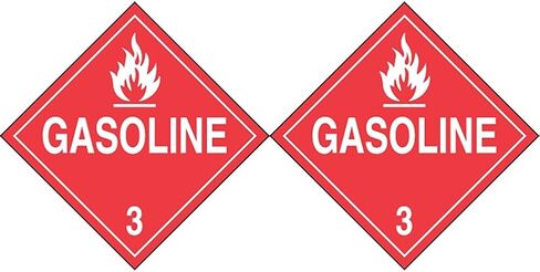 Accuform Signs MPL304VS1 Adhesive Vinyl Hazard Class 3 DOT Placard, Legend "Gasoline 3" with Graphic, 10-3/4" Width x 10-3/4" Length, White on Red in Saudi Arabia