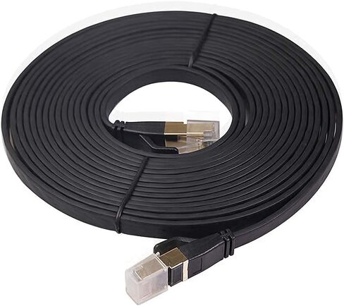 كابل شبكة إيثرنت REXUS Flat Cat 8 بطول 16 قدمًا، سرعة عالية 40 جيجابت في الثانية 2000 ميجا هرتز SFTP LAN سلك كابل تصحيح الإنترنت مع موصل مطلي بالذهب RJ45 للخادم وجهاز التوجيه والمودم والكمبيوتر الشخصي والتبديل (C8F50) in Kuwait