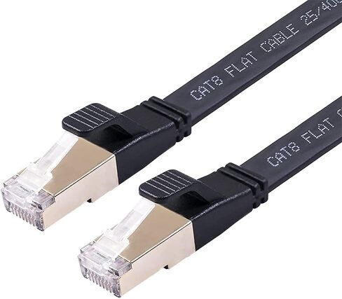 كابل شبكة إيثرنت REXUS Flat Cat 8 بطول 16 قدمًا، سرعة عالية 40 جيجابت في الثانية 2000 ميجا هرتز SFTP LAN سلك كابل تصحيح الإنترنت مع موصل مطلي بالذهب RJ45 للخادم وجهاز التوجيه والمودم والكمبيوتر الشخصي والتبديل (C8F50) in Kuwait