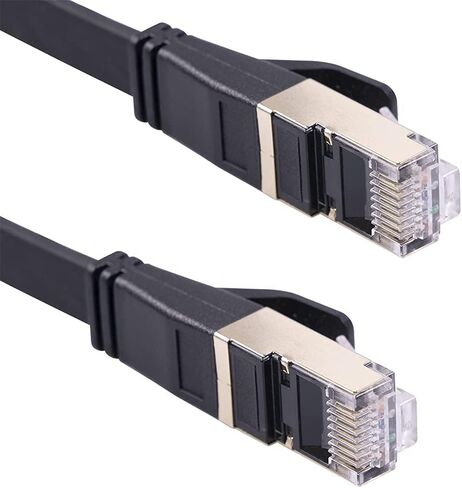 كابل شبكة إيثرنت REXUS Flat Cat 8 بطول 16 قدمًا، سرعة عالية 40 جيجابت في الثانية 2000 ميجا هرتز SFTP LAN سلك كابل تصحيح الإنترنت مع موصل مطلي بالذهب RJ45 للخادم وجهاز التوجيه والمودم والكمبيوتر الشخصي والتبديل (C8F50) in Kuwait