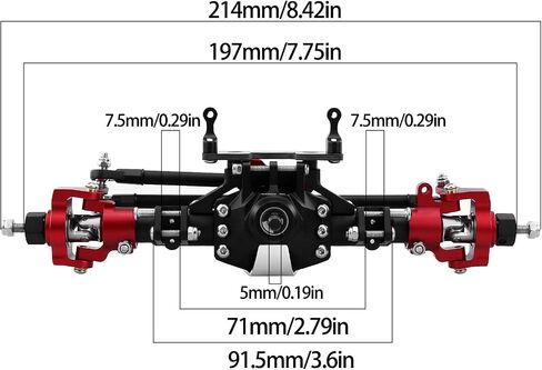 CNC Aluminum Anodized Diamond Pattern Front and Rear Axle Kit Upgrade for 1/10 RC Track Vehicle SCX10 II 90046 90047 (Grey) in Saudi Arabia