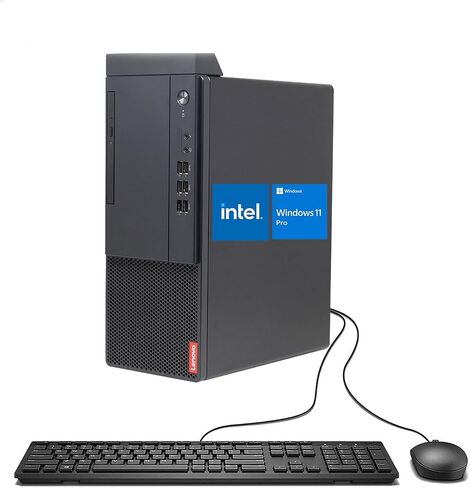 كمبيوتر سطح المكتب Lenovo V50t Business Tower، Intel i5-10400، ذاكرة الوصول العشوائي 16 جيجابايت، 1 تيرابايت SSD، لوحة مفاتيح وماوس سلكية، DVD-RW، HDMI، RJ-45، DVI، VGA، Wi-Fi، شاشتان تدعمان 4K، Windows 11 Pro ، أسود in Kuwait