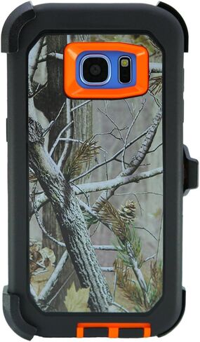 حافظة WallSkiN لهاتف Galaxy S7 Edge (5.5") شديدة التحمل لكامل الجسم من الدرجة العسكرية للحماية من السقوط | حافظة للرجال مع حزام بمشبك - أسود/أسود in Kuwait