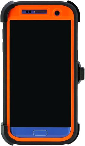 حافظة WallSkiN لهاتف Galaxy S7 Edge (5.5") شديدة التحمل لكامل الجسم من الدرجة العسكرية للحماية من السقوط | حافظة للرجال مع حزام بمشبك - أسود/أسود in Kuwait