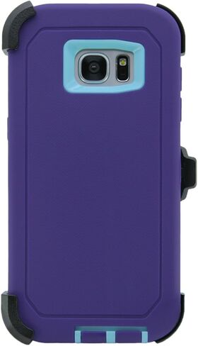 حافظة WallSkiN لهاتف Galaxy S7 Edge (5.5") شديدة التحمل لكامل الجسم من الدرجة العسكرية للحماية من السقوط | حافظة للرجال مع حزام بمشبك - أسود/أسود in Kuwait