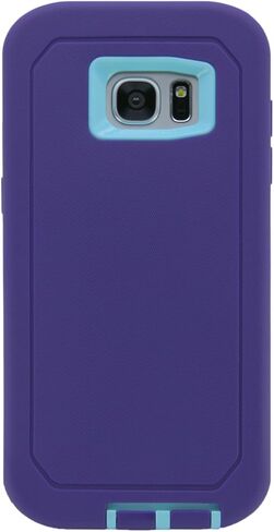 حافظة WallSkiN لهاتف Galaxy S7 Edge (5.5") شديدة التحمل لكامل الجسم من الدرجة العسكرية للحماية من السقوط | حافظة للرجال مع حزام بمشبك - أسود/أسود in Kuwait