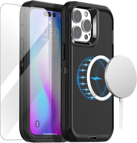 AICase for iPhone 14 Pro Max Case(6.7") with Glass Screen Protector+Magsafe Conversion Kit,Heavy Duty Drop Protection Full Body Rugged Shockproof Military Protective Tough Durable Cover_2 in Kuwait