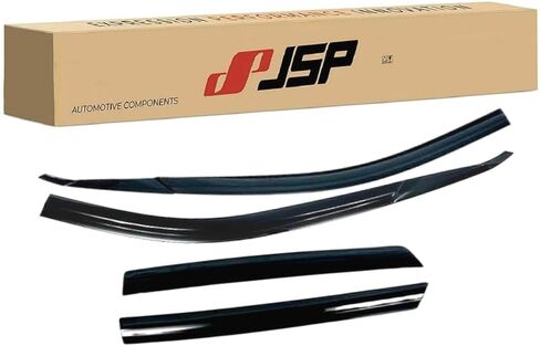 واقيات المطر JSP لسيارة Hyundai Kona 2024، شريط عاكس للنافذة الجانبية خارج القناة، أكريليك دخاني داكن، شريط لاصق مثبت على الرياح/الشمس/المطر، مجموعة من 4 قطع in Kuwait