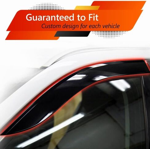 واقيات المطر JSP لسيارة Hyundai Kona 2024، شريط عاكس للنافذة الجانبية خارج القناة، أكريليك دخاني داكن، شريط لاصق مثبت على الرياح/الشمس/المطر، مجموعة من 4 قطع in Kuwait