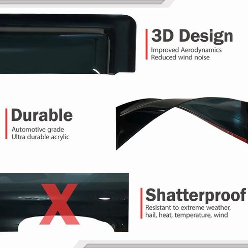 واقيات المطر JSP لسيارة Hyundai Kona 2024، شريط عاكس للنافذة الجانبية خارج القناة، أكريليك دخاني داكن، شريط لاصق مثبت على الرياح/الشمس/المطر، مجموعة من 4 قطع in Kuwait