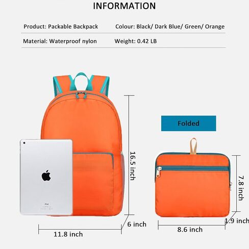 ZUEVI Hiking Backpack Lightweight Packable Travel Hiking Daypack for Men Women, Water Resistant Foldable Camping Bags for Outdoor Sports(Black) in Saudi Arabia