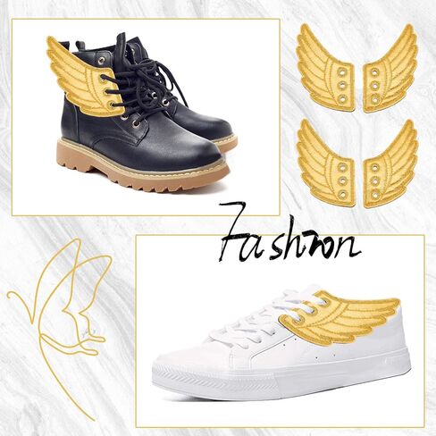 GORGECRAFT أجنحة الأحذية لامعة سحر جذابة زينة الملاك ملحق للرياضة اليومية نمط التجميع أزياء أحذية التزلج الدوارة قماش حذاء رياضة ديكور in Kuwait
