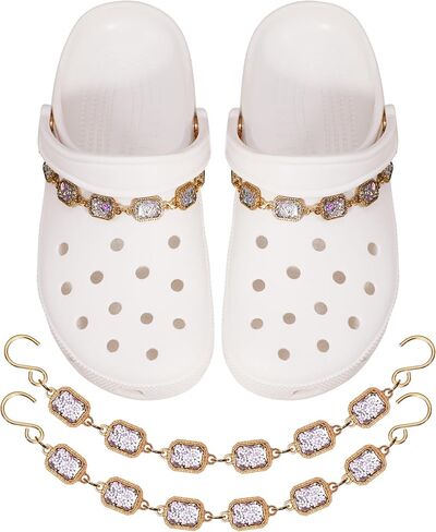 2PCS Bling Shoe Chains Bling Metal Shoe Charms Decoration Clog Sandals for Women Girls Party Favors Birthday Gifts in Saudi Arabia