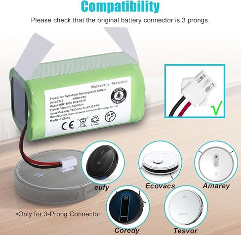 بطارية بديلة لـ Amarey A800 A900 iMartine C800 Tesvor X500 Pro Goovi D380 Onson J10C Eufy RoboVac 11S, 11S Plus 11S MAX 12 15C MAX 15C 30 30C MAX G10 Hybrid G20 Ecovacs Deebot N79 in Kuwait